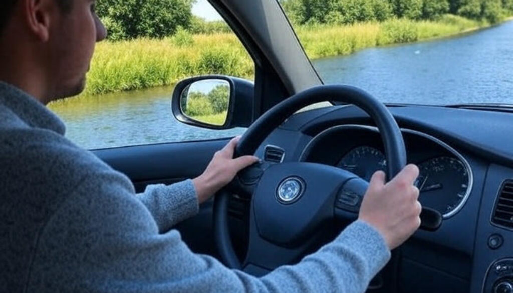 Scenic Taxi Route Through Lee Valley Park Waltham Cross Taxis driving through scenic Lee Valley Park with river and greenery