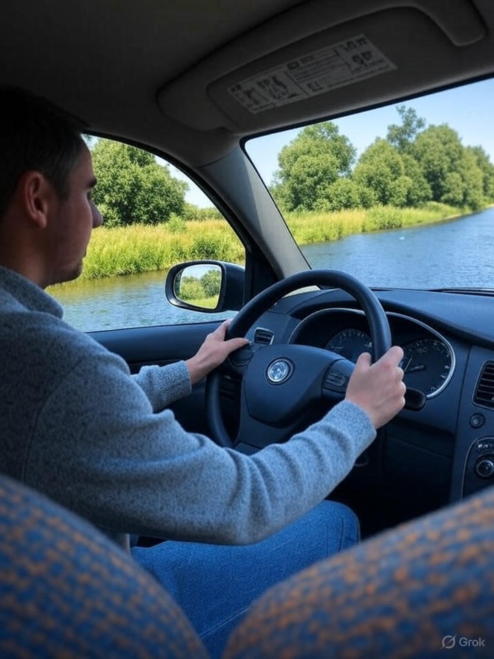 Waltham Cross Taxis driving through scenic Lee Valley Park with river and greenery